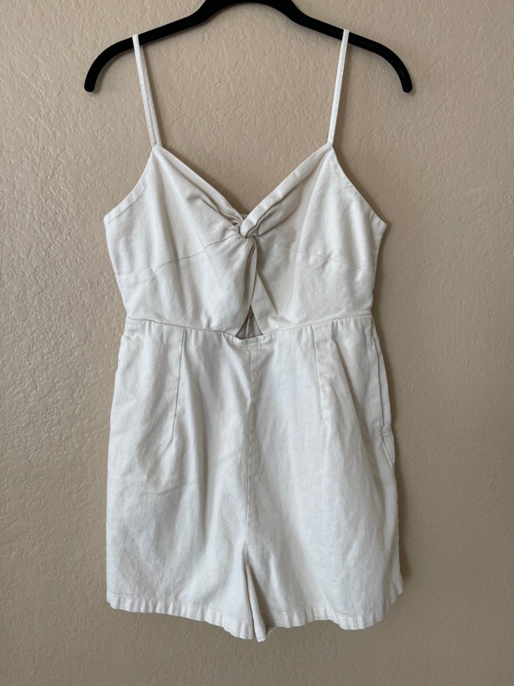 Old Navy Cream Twist Front Smocked Romper